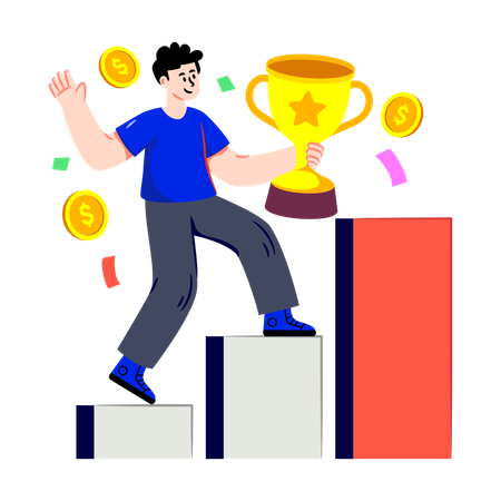 Businessman wins Business Achievement Award  Illustration