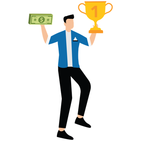Businessman wins business award  Illustration
