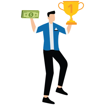 Businessman wins business award  Illustration
