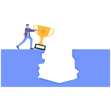 Businessman wins trophy  Illustration