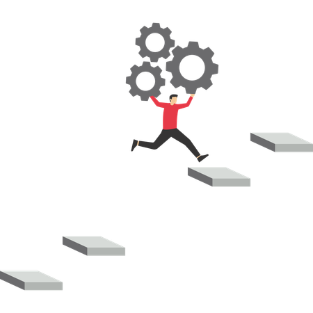 Businessman with a backlash jumps over the gap  Illustration
