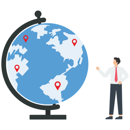 Businessman with a big globe  Illustration