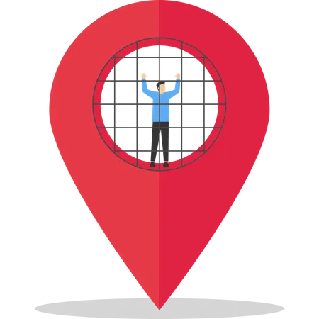 Businessman with a large Location Pin  Illustration