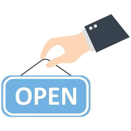 Businessman with a open sign  Illustration