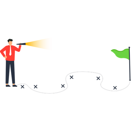 Businessman with a Telescope Looking Ahead at a Goal Business Vision  Illustration