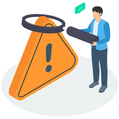 Businessman with Alert Verification  Illustration