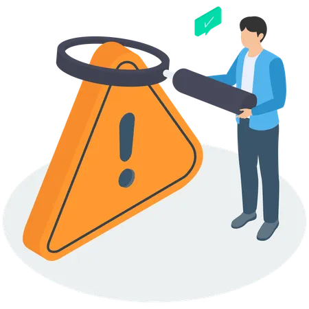 Businessman with Alert Verification  Illustration