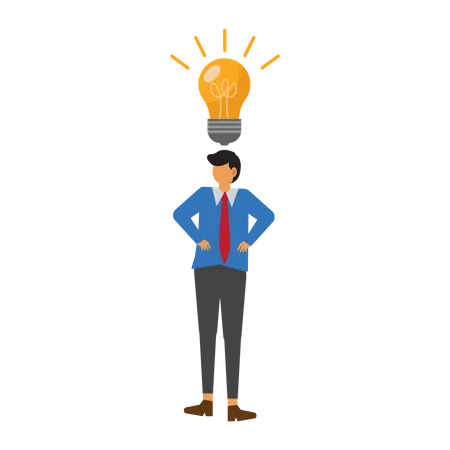Businessman with an idea above his head  Illustration
