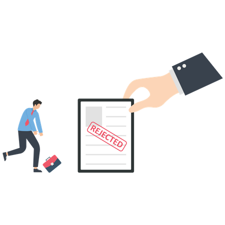 Businessman with an rejected document  Illustration