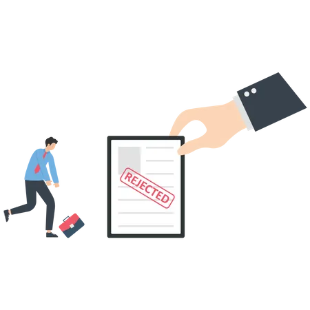 Businessman with an rejected document  Illustration