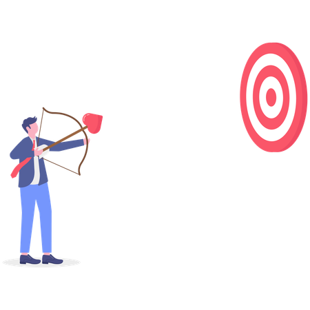 Businessman with arrow of love at target  Illustration
