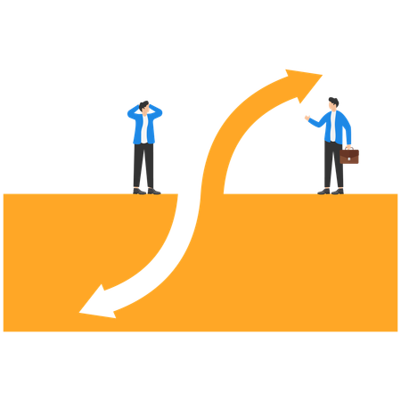 Businessman with Arrows pointing to opposite direction  Illustration