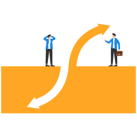 Businessman with Arrows pointing to opposite direction  Illustration