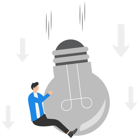 Businessman with bad idea cause problem and failure  Illustration
