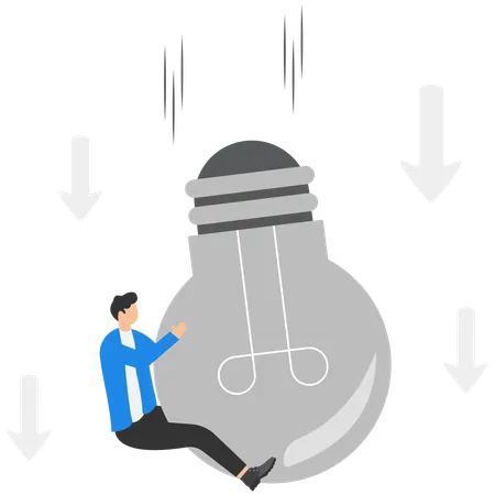 Businessman with bad idea cause problem and failure  Illustration
