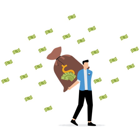 Businessman with bag of money  Illustration