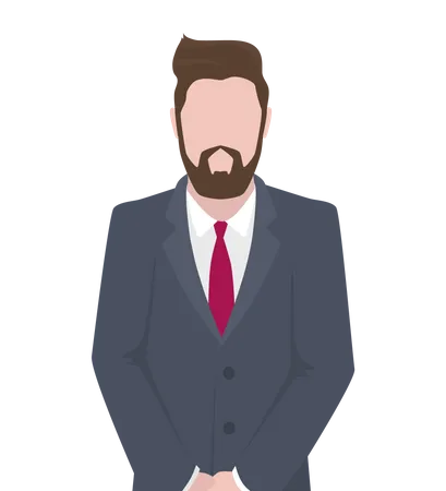 Businessman with beard and red tie  Illustration