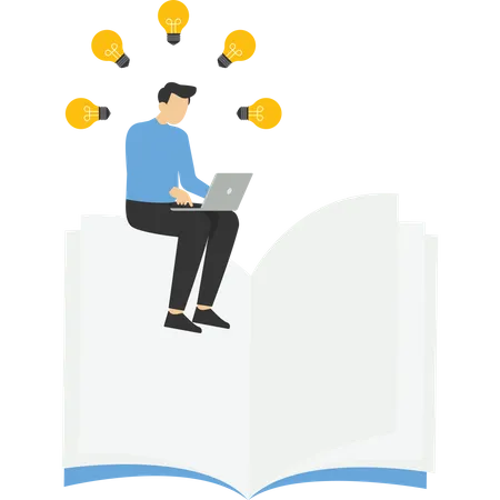 Businessman with big book and group of lightbulb  Illustration