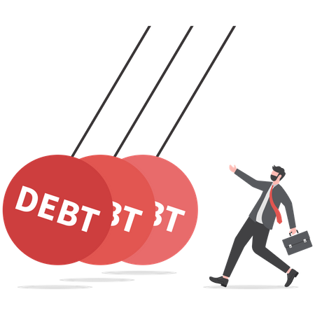 Businessman with big debt  Illustration