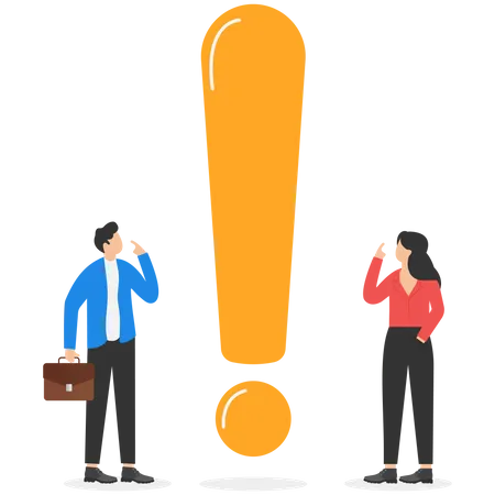 Big Exclamation Mark For Important Information Answer Or Resolve Problems Solutions Or Risk Warnings Attention Or Punctuation Concepts And Business People Thinking On Big Problem Exclamation Points Illustration
