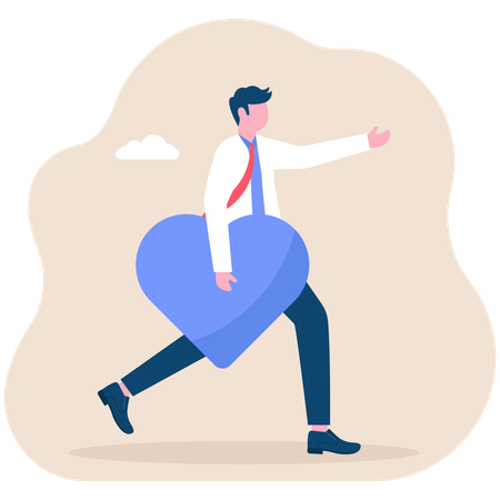 Businessman with big heart  Illustration