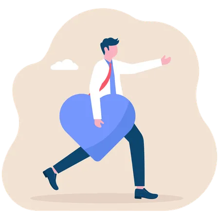 Businessman with big heart  Illustration