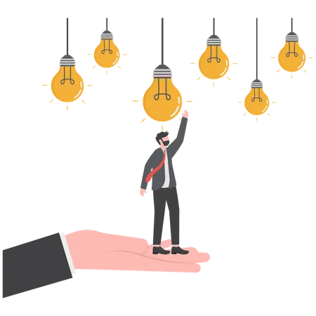 Businessman With Big Help Hand Get Business Teamwork Concept Illustration