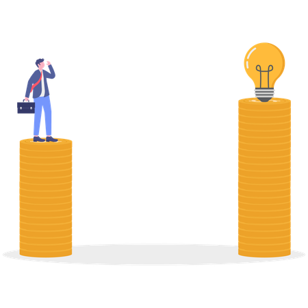 Businessman with big ideas  Illustration