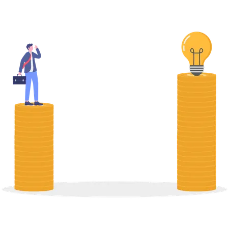 Businessman with big ideas  Illustration