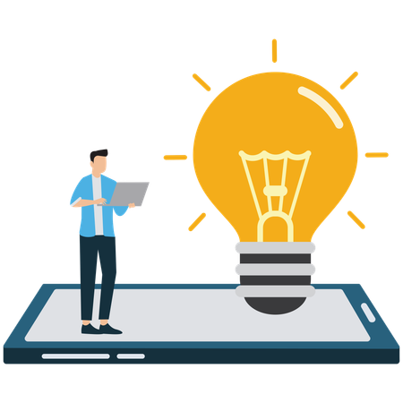 Businessman with big innovative idea  Illustration