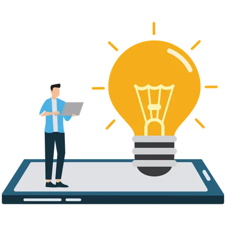 Businessman with big innovative idea  Illustration