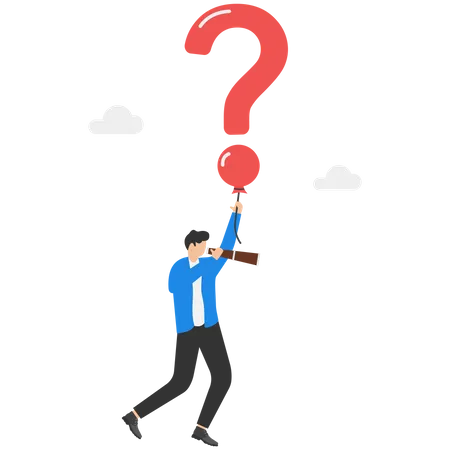 Question Marks Finding Solution Or Search For Answer Solving Problem Or Curiosity Questionnaire FAQ Or Uncertainty Concept Doubtful Businessman Holding Question Marks Balloon Look For Solutions Illustration