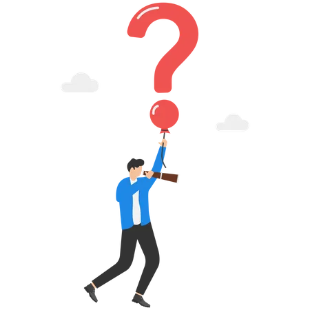 Businessman with big question mark  Illustration