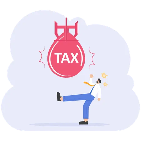 Businessman With Big Tax Bomb Illustration Vector Cartoon Illustration