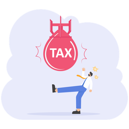 Businessman with big tax bomb  Illustration