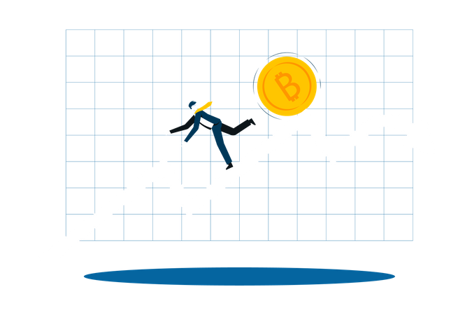 Businessman with bitcoin loss  Illustration