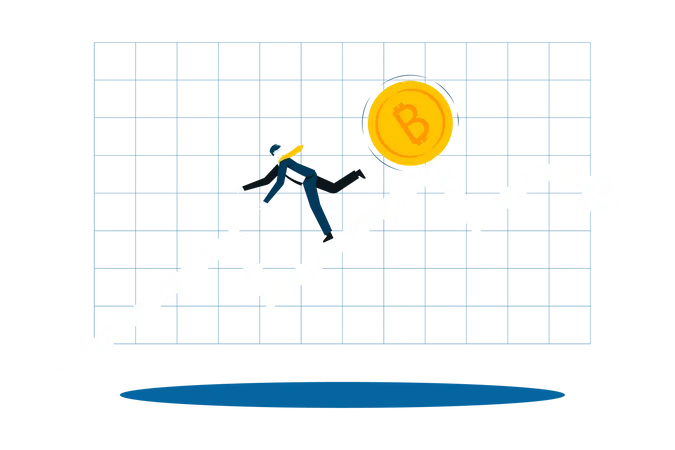 Businessman with bitcoin loss  Illustration