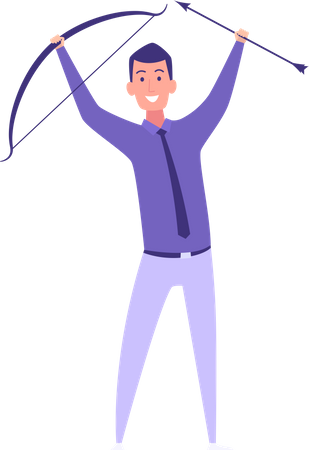 Businessman with bow and arrow Illustration