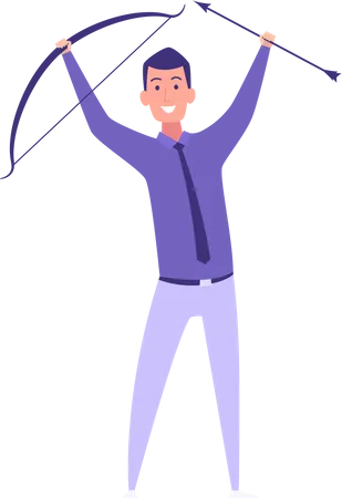 Businessman with bow and arrow  Illustration