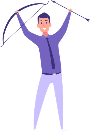 Businessman with bow and arrow  Illustration