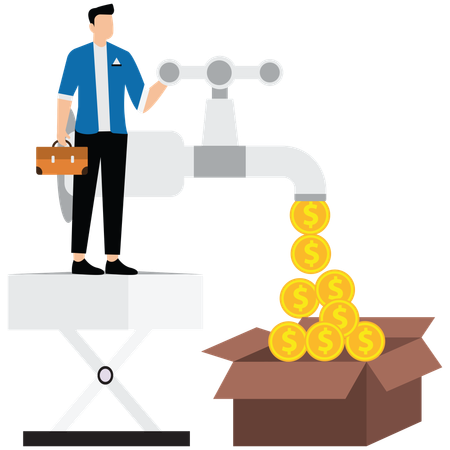 Businessman with Broaden sources of income and reduce expenditure  Illustration