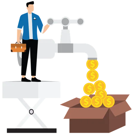 Businessman with Broaden sources of income and reduce expenditure  Illustration