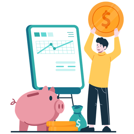 Businessman with Budget and Savings Strategy  Illustration