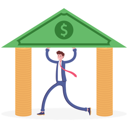 Businessman with Building of Money  Illustration