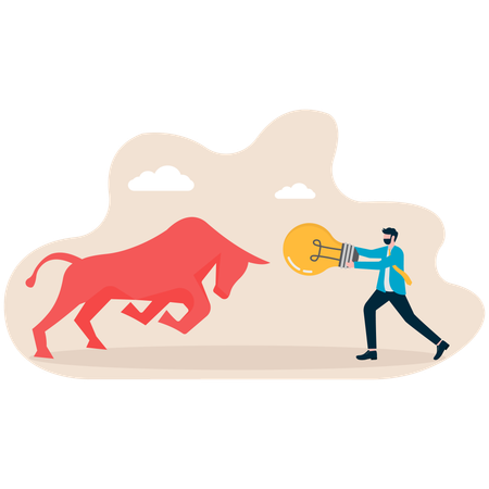 Businessman with bull idea  Illustration