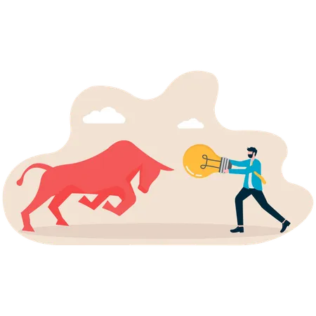 Businessman with bull idea  Illustration