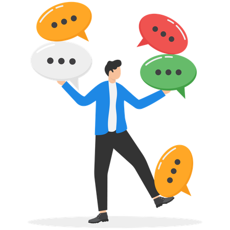 Businessman with business chat  Illustration