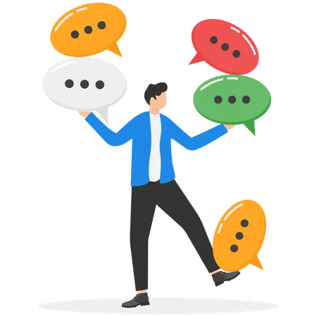 Businessman with business chat  Illustration