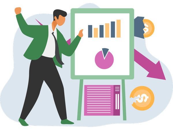 Businessman with Business Crisis  Illustration