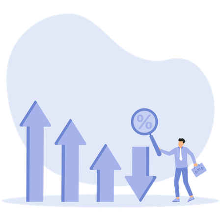 Businessman with Business Decline and analyzing decline chart  Illustration